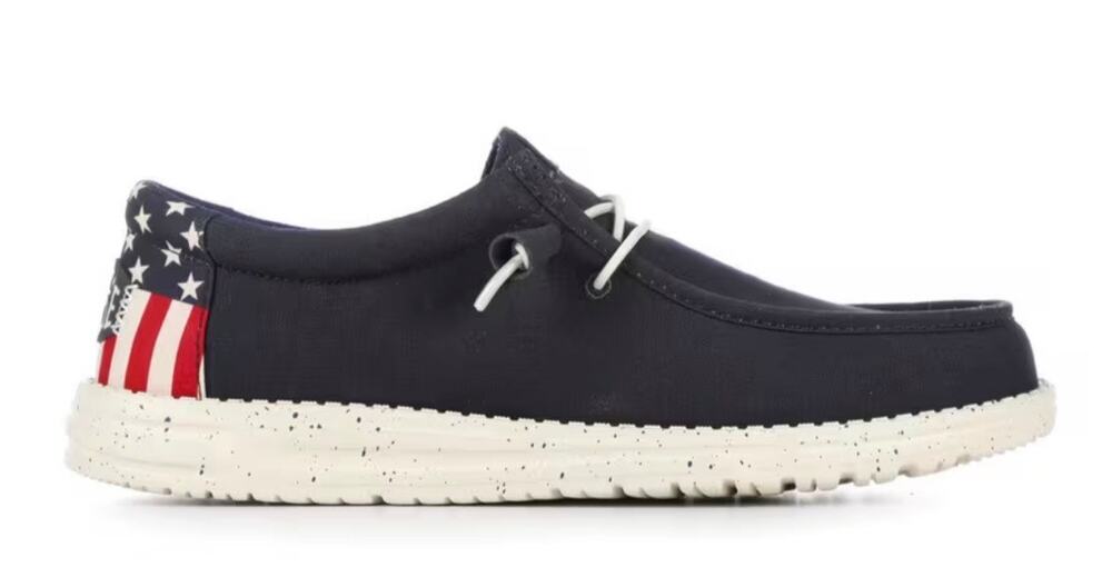 HEYDUDE Men's Wally Americana Casual Shoes Men's 12 Navy Lighwaught